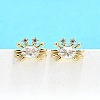 Brass Micro Pave Clear Cubic Zirconia Stud Earrings EJEW-H157-03G-02-1