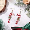 5 Pairs 304 Stainless Steel Glass Seed Beads Christmas Theme Dangle Earrings EJEW-MZ00527-3