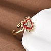 Brass Micro Pave Cubic Zirconia Cuff Open Rings for Women RJEW-B160-09G-2