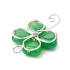 Dyed Natural Malaysia Jade Copper Wire Wrapped Shamrock Pendants PALLOY-JF02970-02-4