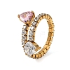 304 Stainless Steel Micro Pave Cubic Zirconia Cuff Open Rings for Women SA-CBAABBA-18B-G-1