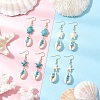 5 Pairs 304 Stainless Steel Shell Dangle Earrings EJEW-JE06441-1