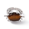 Natural Tiger Eye Crab Open Cuff Ring RJEW-I090-01P-09-2