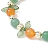 Natural Carnelian & Green Aventurine Beaded Stretch Bracelet BJEW-JB09759-01-3