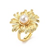 Sunflower Brass Finger Rings for Women RJEW-S622-02G-4