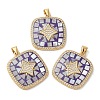 Oval with Star Brass Micro Pave Cubic Zirconia Pendants KK-K385-57G-2