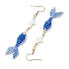 Glass & Shell Dangle Earrings EJEW-MZ00160-02-4