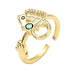 304 Stainless Steel Cubic Zirconia Cuff Open Rings for Women RJEW-Z122-02G-05-4