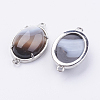 Brass Natural Agate Links Connectors X-G-E398-03I-1