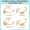 4Pcs 4 Styles 201 Stainless Steel Cuff Pad Ring Settings FIND-LP0001-08-2