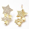 Brass Micro Pave Clear Cubic Zirconia Star Stud Earrings ZIRC-I049-24G-01-2