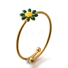 Daisy 304 Stainless Steel Enamel Open Cuff Rings for Women RJEW-M061-01G-04-2