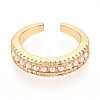 Brass Micro Pave Clear Cubic Zirconia Cuff Rings for Women KK-T074-16G-2
