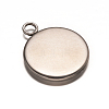 Flat Round 304 Stainless Steel Pendant Cabochon Settings X-STAS-E079-05-2