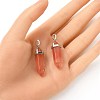 2Pcs Cherry Quartz Glass Double Terminal Pointed Pendants G-YW0002-03-4