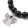 Natural Obsidian & Mixed Stone Round Beads Stretch Bracelet BJEW-JB07060-7