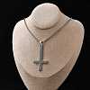 304 Stainless Steel Upside Down Cross Pendant Box Chain Necklaces NJEW-NH0001-07P-2