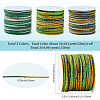 3 Rolls 3 Colors Segment Dyed Nylon Braided Cord with Gold Thread WCOR-SC0001-01-2