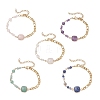 Round & Square Natural Gemstone Beads Link Bracelets BJEW-JB13487-3