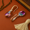 2 Pairs 2 Colors Brass Cubic Zirconia Dangle Earrings EJEW-GO0002-18-4