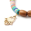 Natural Wood & Polymer Clay Heishi Beads Stretch Bracelets Set BJEW-JB07432-8