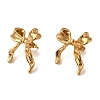 Bowknot 304 Stainless Steel Stud Earrings for Women EJEW-U003-14G-1