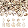 100Pcs 10 Styles Undyed Natural Wooden Big Pendants WOOD-EL0001-03-1
