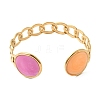 304 Stainless Steel Hot Pink and Orange Enamel Wide Chain Cuff Bangles for Women BJEW-A159-01B-G-2