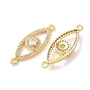 Brass Micro Pave Clear Cubic Zirconia Connector Charms CU-CBA4579-03G-F-3