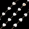 Handmade 304 Stainless Steel Shell Heart Link Chains CHS-B011-01C-G-1