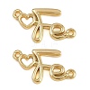 Brass Heart with Fe Faith Connector Charms KK-C114-02G-1