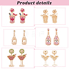 3 Pairs 3 Style Rhinestone Wine Glass Dangle Stud Earrings EJEW-AN0003-61-3