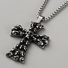 Tibetan Style Alloy Skull Cross Pendant Box Chain Necklaces for Men NJEW-WH0028-02AS-2