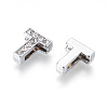 Alloy Initial Slide Charms with Grade A Rhinestones ALRI-R032-T-FF-2