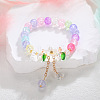 Daisy Crackle Glass Round Beaded Stretch Bracelets FS-WG28140-04-1