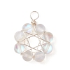 Frosted Dyed Synthetic Moonstone Round Beaded Pendants PALLOY-JF03469-01-1