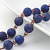 Handmade Natural Lapis Lazuli Beaded Chains AJEW-JB00235-01-1