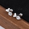 S999 Fine Silver Micro Pave Clear Cubic Zirconia Stud Earrings EJEW-F356-05S-4