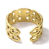 Vacuum Plating 201 Stainless Steel Double Curb Chain Open Cuff Rings for Women RJEW-C092-02G-3