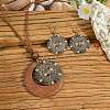 Ethnic Style Alloy Enamel & Wood Pendant Necklaces & Dangle Earrings Sets WG3F4B9-03-3