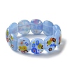 Handmade Millefiori Lampwork Beaded Stretch Bracelets for Men Women BJEW-G738-01B-05-4