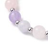 Natural Aquamarine & Rose Quartz & Amethyst Beads Stretch Bracelets for Women BJEW-JB12525-4