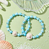 Summer Beach Natural Shiva Eye Shell Bead Bracelets X-BJEW-JB10313-03-2