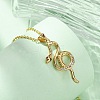 Brass Micro Pave Clear Cubic Zirconia Snake Pendant Necklaces NJEW-S438-02B-G-3