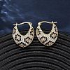 Brass Micro Pave Cubic Zirconia V-Shaped Hoop Earrings EJEW-H165-06G-1