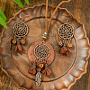 Bohemian Style Alloy & Wood & Leather Dangle Earrings & Necklaces Sets FS-WG3D99C-01-1
