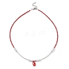 Glass Teardrop Pendant Necklace with Seed Beaded Chains NJEW-JN04333-3