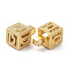 Alphabet Brass Micro Pave Clear Cubic Zirconia Pendants ZIRC-O045-01G-D-3