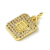 Rack Plating Brass Micro Pave Clear Cubic Zirconia Charms KK-G501-01E-G-2