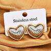 304 Stainless Steel Two Tone Heart Stud Earrings EJEW-M073-09PG-01-1